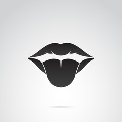 Mouth, lips and tongue vector icon.