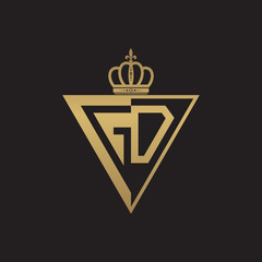 initial two letter half logo triangle gold