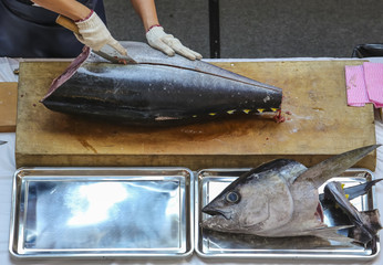 Tuna fish cutting
