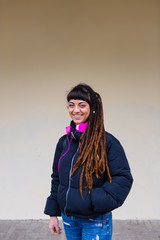 Portrait of an Urban Young Woman with Dreadlocks