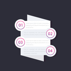 1, 2, 3, 4 steps, timeline, progress chart, vector infographics elements