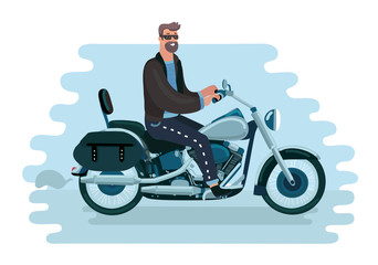 Fototapeta na wymiar Vector illustration of biker rides a bike