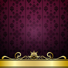 Purple background with gold ornaments, vector