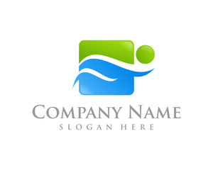 abstract wave in square people swim