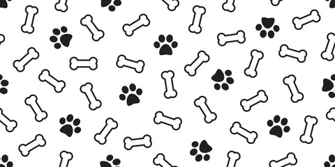 Dog Bone vector dog paw doodle Seamless pattern isolated wallpaper background