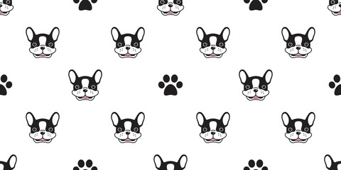 dog seamless pattern vector french bulldog pug smile paw isolated icon doodle wallpaper background