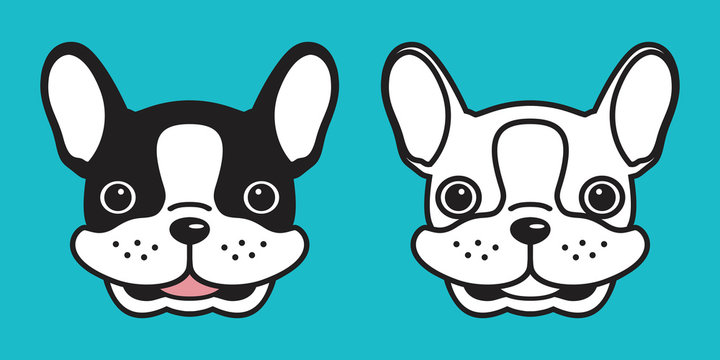 dog vector icon french bulldog cartoon character pug head smile illustration logo