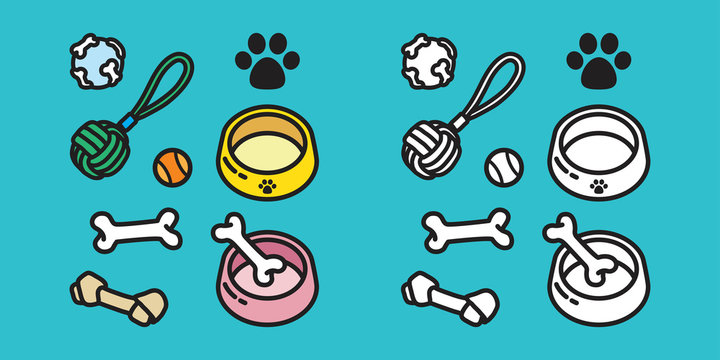 Dog Vector Icon Toy Puppy Dog Paw Bone Cartoon Character Illustration Doodle