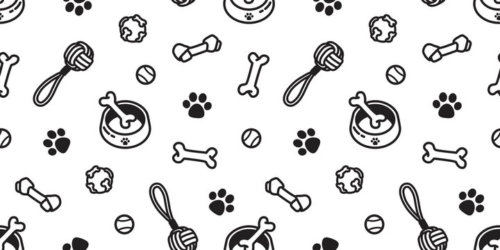 dog seamless pattern vector toy puppy dog paw wallpaper background isolated doodle cartoon