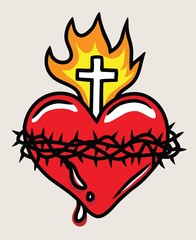 Illustration of the Sacred Heart of Jesus, art vector design