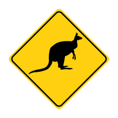 kangaroo silhouette animal traffic sign yellow  vector