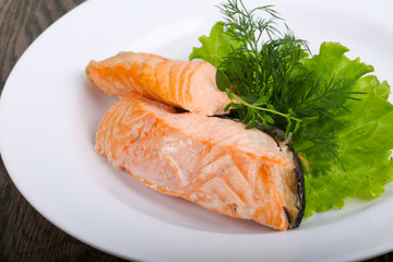 Steamed salmon