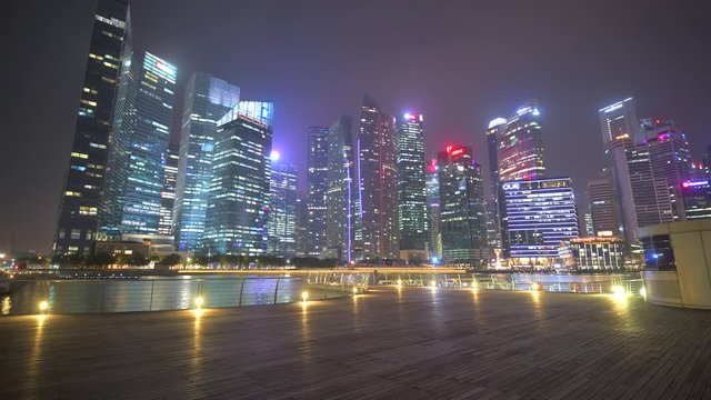 Timelapse 4k Movie of Singapore City Skyline and Financial district across Marina Bay under a beautiful blue sky in Singapore
