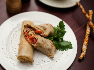 crepes with ham cheese and pepper