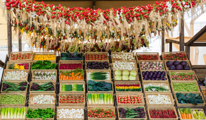 big choice of fresh vegetables on market