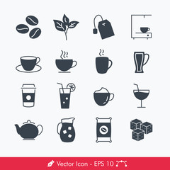 Drinks, Coffee, and Tea Related Icons / Vectors Set