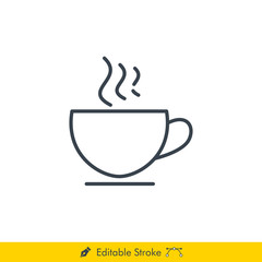 Hot Tea / Coffee Icon / Vector - In Line / Stroke Design