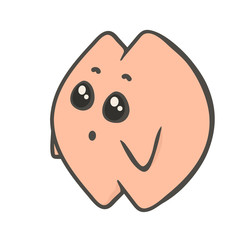 Surprised pillow, cute cartoon cushion isolated on white background. Vector print for invitation card on Pajama, Slumber, Overnight, Sleepover party. Pillow logo. Template pillow with expressive face.