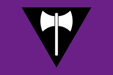 Lesbian feminist movement lgbt, flat icon. Flag of sexual minorities, gays and lesbians. Vector illustration of a labrys