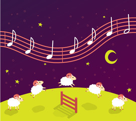 baby song lullaby before bedtime. Lambs jump over the fence. music in the starry sky