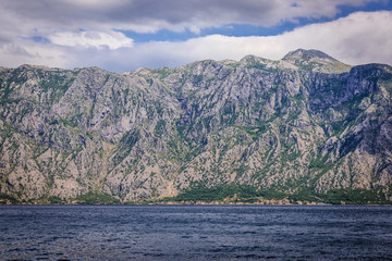 Mountains on the coast of Kotor Bay in Montenegro