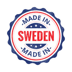 Made in Sweden stamp isolated on white background. Sweden Label.