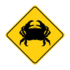 crab silhouette animal traffic sign yellow  vector