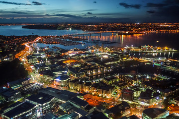 Luchtfoto nachtzicht in Auckland, Nieuw-Zeeland