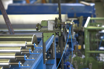 factory shop production of polyethylene film mechanisms machine tools lifting mechanism wires hoses switches pressure gauges pressure temperature molten mass work place enterprise