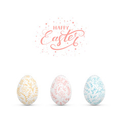 Easter eggs with decorative floral elements