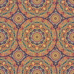 Seamless pattern mandala ornament. Vintage decorative elements. Hand drawn oriental background.