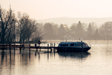 Riverboat on a calm sunny wintermorning