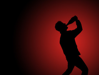 silhouette of drunk man
