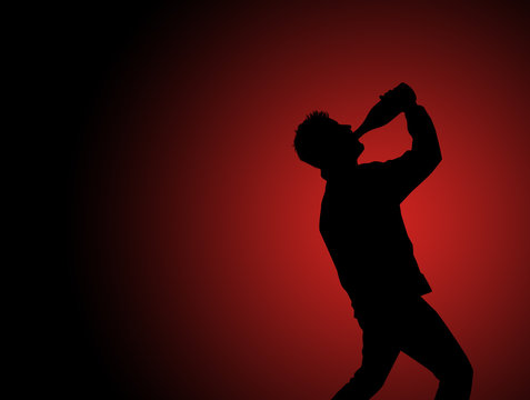 silhouette of drunk man