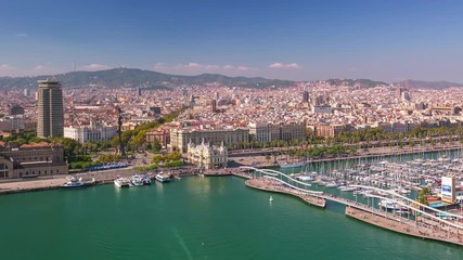 BARCELONA, CATALONIA - JULY 26th 2017: timelapse of port Barcelonetta from above