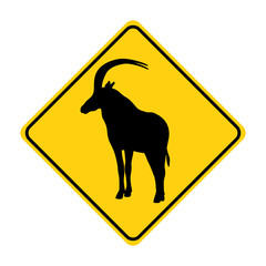 antelope silhouette animal traffic sign yellow  vector