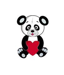 cute panda cartoon with a heart 