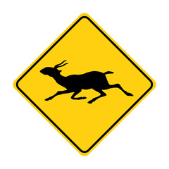 saiga silhouette animal traffic sign yellow  vector