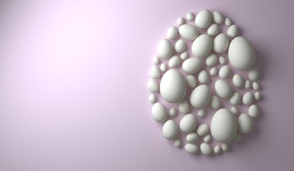 Creative layout made of eggs on pink background. Flat lay. Easter concept.