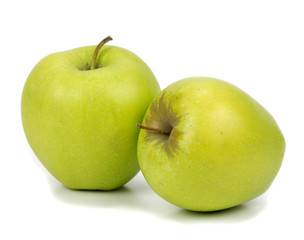 green apples on a white background