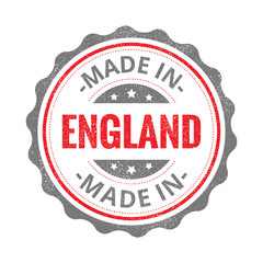 Made in England stamp isolated on white background. England Label.