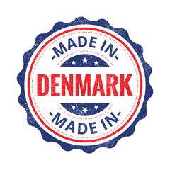 Made in Denmark stamp isolated on white background. Denmark Label.