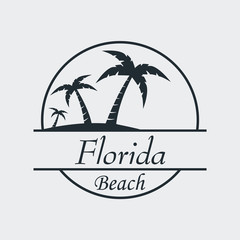 Icono plano Florida beach en fondo gris