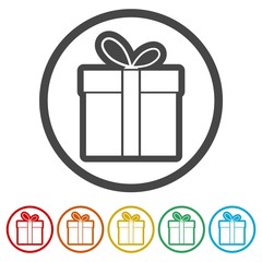 Gift box icon, 6 Colors Included
