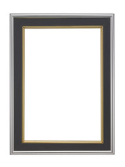 silver photo frame blank on white background