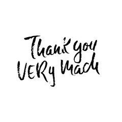 Thank You Very Mach. Handwritten inscription. Hand drawn modern dry brush lettering. Thank you card. Vector illustration.