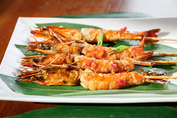 Fried hot big size shrimps  on sticks