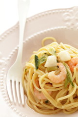 Italian food, seafood spaghetti 