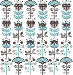 Retro flower seamless flower. Vintage floral background.  illustration