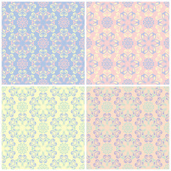 Set of faded colored seamless backgrounds with floral patterns